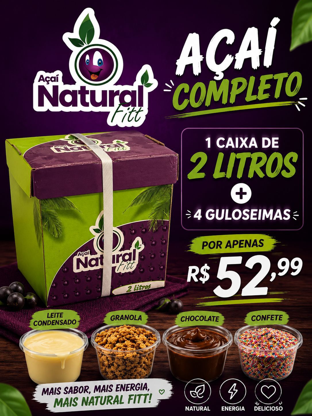 Caixa de açaí completo