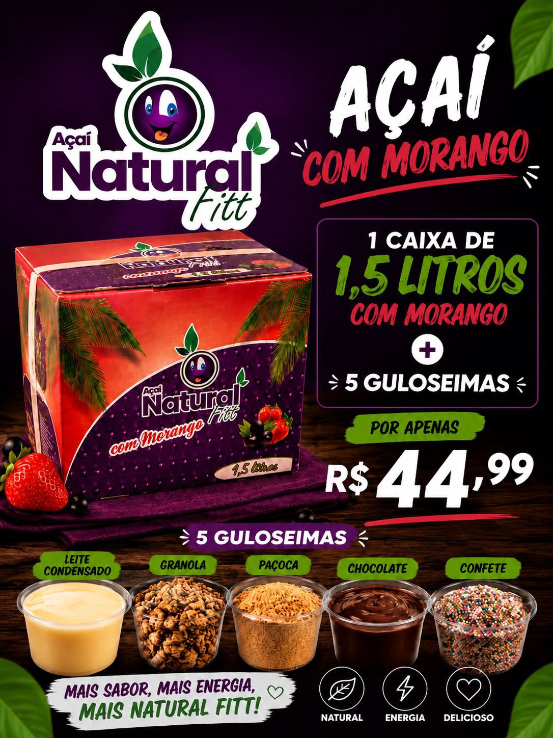 Caixa de açaí com morango