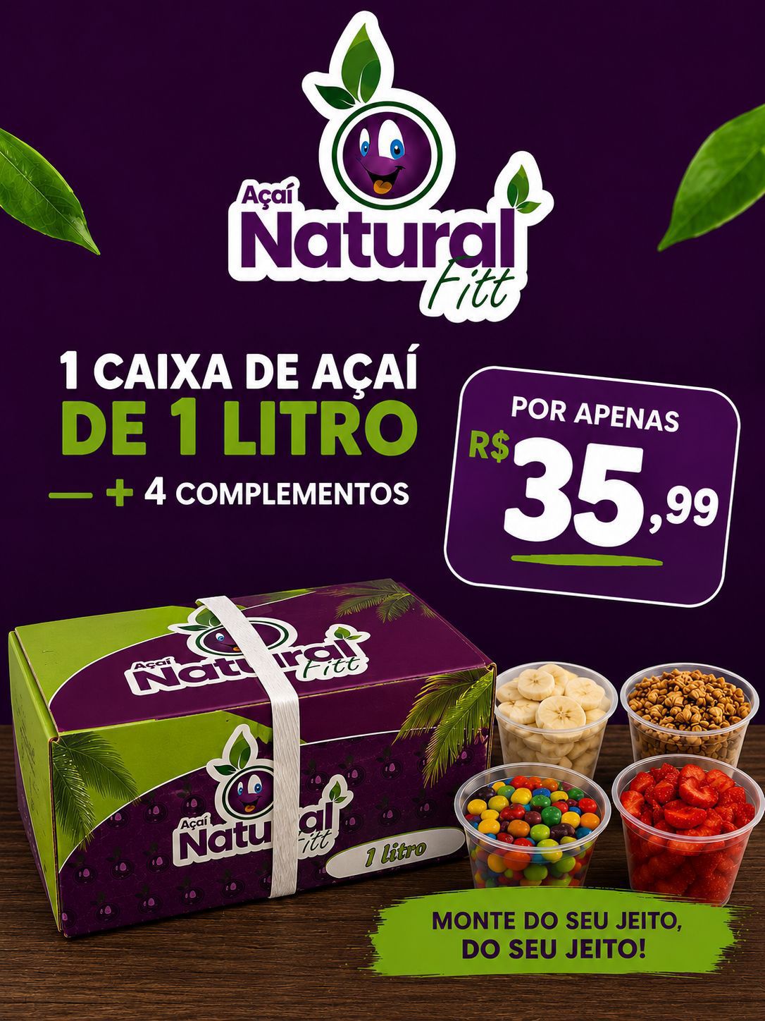 Caixa de açaí 1 litro
